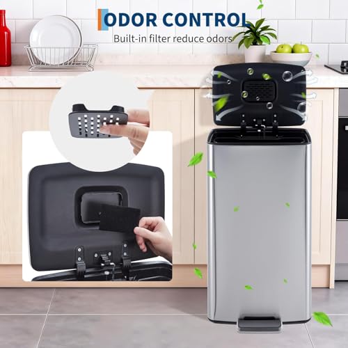 Caneca de basura rectangular resistente 40L con tapa suave miniatura 7
