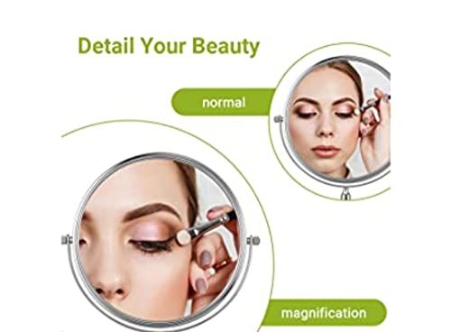 Image of Buenos- Magnifying Shaving Makeup Beauty Vanity Zoom Mirror with Silver Chrome Finish. Dual Side Magnification Wall Hung. 8 Inch Rod Type. 360 Degree ROTATABLE