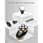 Electric Shavers for Men - 5 in 1 Bald Head Shavers for Men, 5D Floating Cordless USB Rechargeable Rotary Razor…