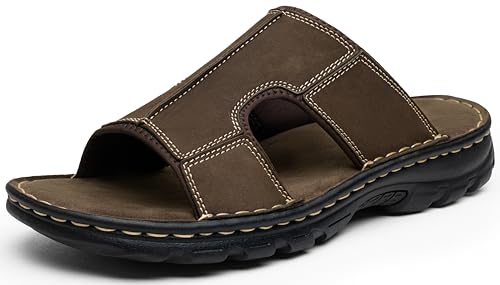 Jousen Sandals for Men Leather Slip on Mens Sandals Outdoor Men's Beach Slide Slippers