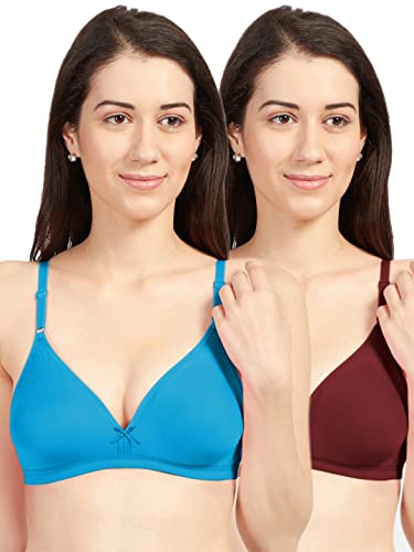 Image of SONARI Omania Womens Non-Padded Cotton Polyester Bras - Solid, Non-Wired, Medium Coverage, Hand Washable (Pack of 2)