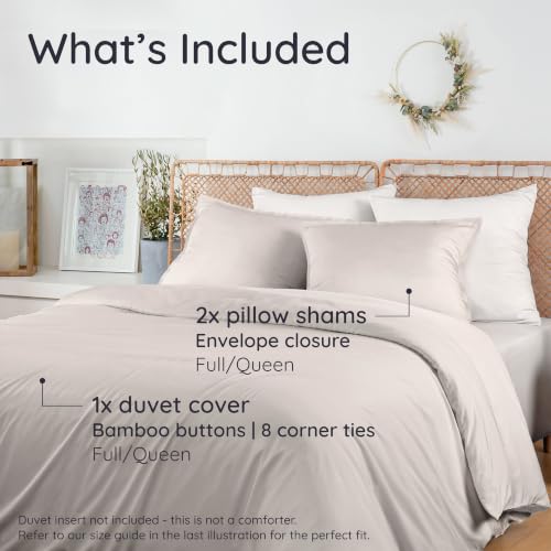 Image of Bambaw 3pcs Set - 100% Viscose Derived from Bamboo Duvet Cover Queen Size Set, Duvet Cover Cooling for Hot Sleepers, Super Soft & Breathable, Oeko-TEX Standard 100 Certified, No Comforter (Sand)