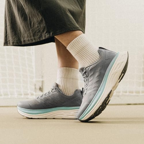 NORTIV 8 Women's Walking Shoes Cushion Running Tennis Shoes ActiveFloat Non-Slip Comfortable Breathable Workout Gym Sports Athletic Fashion Sneakers,Size 8,Grey,SNWS245W