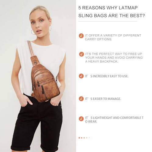 7L Sling Bag For Women Men Backpack Fanny Pack Crossbody Chest Travel Shoulder Belt Bags Purse Handbag PU Leather2