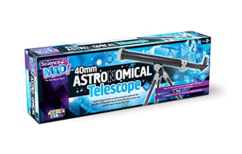 Science Mad 40mm Astronomical Telescope For Kids - Learn Astronomy With Fun - Features Portable, Easy To Use, 500mm Focal Length, 25x and 50x Magnification, 8+ Years