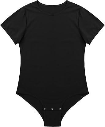 Men's Short Sleeve Undershirt Press Button Crotch Shirt Romper