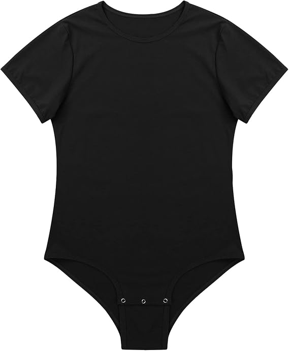 Men's Short Sleeve Undershirt Press Button Crotch Shirt Romper