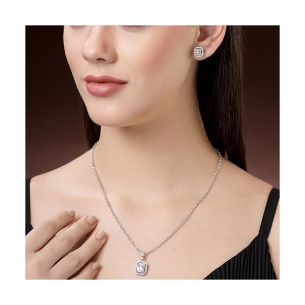 ZENEME Jewelry Luxury AD Crystal Pendant Gift for Women | Gift for Sister | Rakhi jewelery | Rakshabandhan Gift Pendant with Earrings Jewellery Set For Women - Image 5