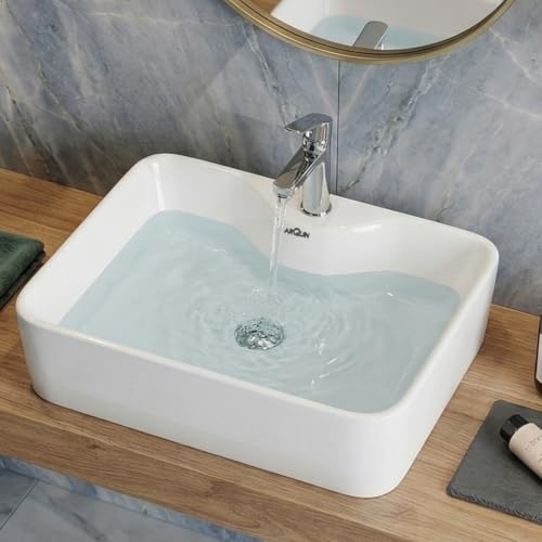 Image of ARQUIN ARQUIN Wash Basin for Bathroom Table Top Washbasin, Countertop Basin | Ceramic Washbasin Bathroom,Hotel | Living Room | Office Vanity Wash Basin (18.9x14.96x5.51 Inch) x