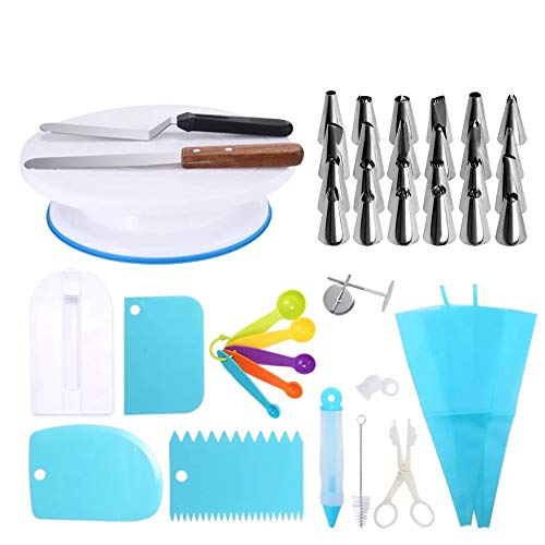 Kit de décoration de gâteau, 41 pièces de cuisson Set de cuisson, plateau tournant de gâteau, Conseils de glaçage professionnels de bricolage Cover