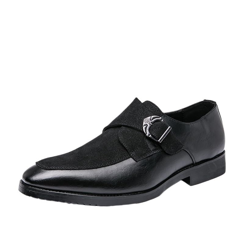 Mens Dress Monk Shoes Party Non Slip Low Top Anti-Slip Shoe Business Vegan Pu Suede Leather Round Toe Slip On