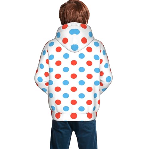 Red Blue Polka Dots Kid Hoodies Boys Sweatshirts Girls Pullover with Pocket4