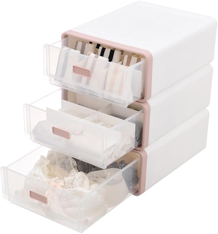 多機能引き出し式下着収納ケース おしゃれな収納ボックス 防湿防カビ 仕切り付き クローゼット 引き出し式ランジェリー収納ボックス 仕切り付き クローゼット用 ピンク 下着・靴下・小物整理