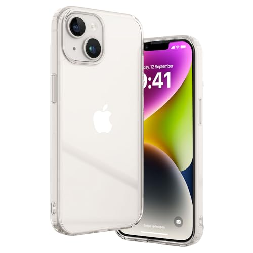 Image of Vaku Luxos Glassy Clear Back Cover Case for iPhone 14 Shockproof Slim Phone Case Scratch Resistant Slim Thin Non-Yellowing Military-Grade Protection Back Cover- Transparent