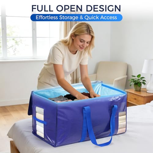 Image of BAGAIL Heavy Duty Moving Bags with Strong Handle, Extra Large Moving Boxes, Storage Tote for Clothes, College Moving Supplies(Blue, 8 Pack)