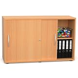 Schiebetürenschrank SLIDO 120×40×75 cm – abschließbarer Aktenschrank 2OH in Buche mit...