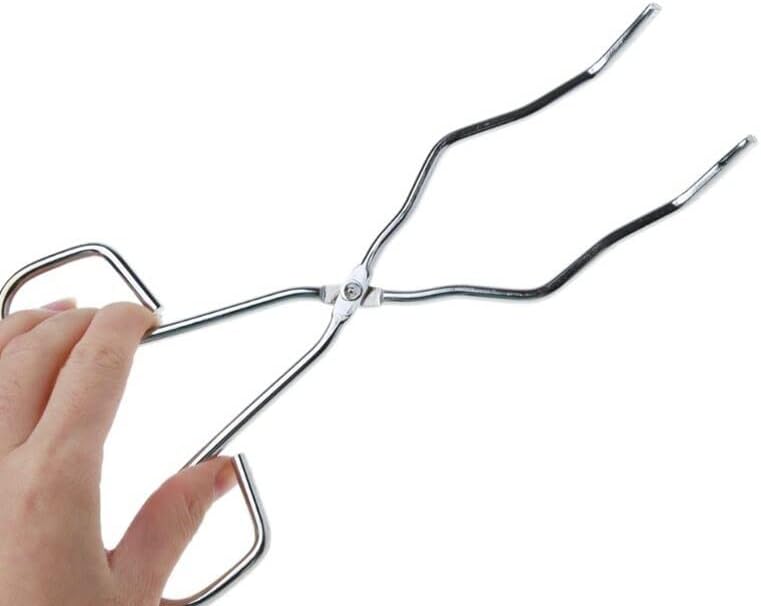 Miniatura 4 de Pinza para crisol de 13.8 pulgadas, pinzas de crisol de acero inoxidable, pinzas de crisol de grado profesional para laboratorio, industria