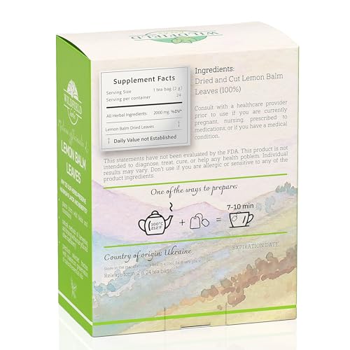 Image of 24 bags Dried Lemon Balm Herb Frontier Loose Lemon Balm Tea Bags (Melissa Officinalis tea) - 24 Count 2g Tea Bags Melissa Herb Tea te de toronjil