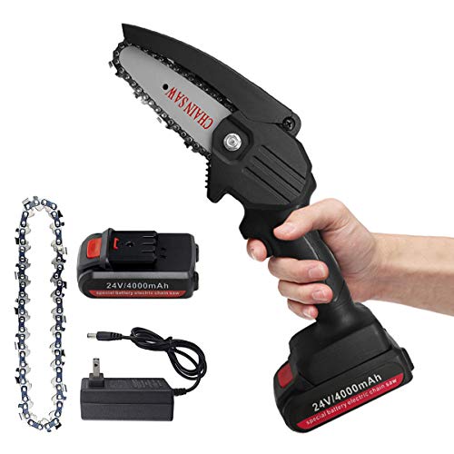 Jemyda Mini Chainsaw, Power Chain Saws 4 Inch for Wood Cutting and Gardening, Handheld Chainsaw, Rechargeable Electric Chainsaw Cordless, Pruning Shears Battery Chainsaw with Brushless Motor