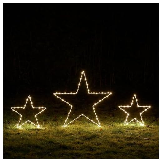Lights4fun 3er Set Dual LED Stern Silhouetten mit Timer warmweiß Strombetrieben Weihnachtsdeko Außen