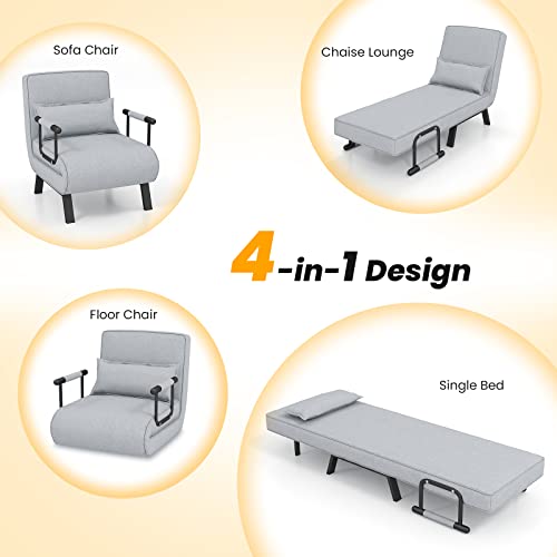 Sillón Convertible Plegable Gris miniatura 5