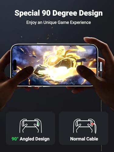 Image of UGREEN USB to USB C Cable 90 Degree USB C Fast Charging Cord Compatible with iPhone 16 /16 Plus /16 Pro /16 Pro Max /15 /Samsung Galaxy S10 /S10+ /Pixel 7 /6a /LG G8 /G7 /Pixel /Switch, 3.3FT