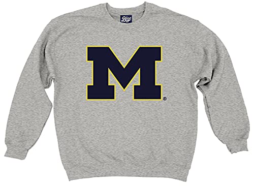 Blue 84 Men's Michigan Wolverines Crewneck Sweatshirt Grey Icon, Heather Gray, X-Large - Image 3