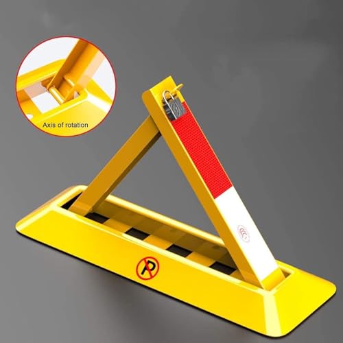 CukUJH Parking Guardrails Folding Car Park Security Lock - Heavy Duty Parking Barrier Bollard Triangular Design Protect Your Vehicle with Lockable Parking Pole(48CM)