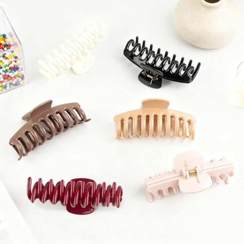Image of 4 pcs Cloud Claw Clips for Women, 4.2 Inch Non-Slip Strong Hold Hair Claws, Unbreakable & Durable Silicone Blend, Large Bendable Cozy Hair Clip for Thin /Thick /Curly Hair, All-Day Comfort