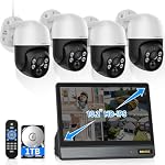 (2026 Mise à jour) 4K PoE PTZ Système de caméras de sécurité, 4 Extérieur PTZ Caméras, 8CH NVR avec 10.2" IPS Affichage, 130° Angle large, AI Détection humaine, PIR Motion, 2-Way Audio, IP66, L'application gratuite, 1TB HDD