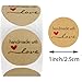 500 Pcs Handmade with Love Stickers Roll, 1Inch Self-Adhesive Brown Kraft Seal Labels Tags for Baking Packaging,Canning Bottles,Storage Bins,Party Gift Wrap Bag (Style 1)