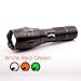 Produktbild LeRan CREE T6 LED Taschenlampe, weiß, grün, rot Filter Objektiv, magnetisch Schwanz Schalter für praktischen Ständer, Aluminiumlegierung Gehäuse, 1 x 18650 oder 3 x AAA-Batterien erforderlich