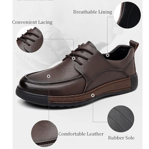 Men's Soft Leather Oxford Dress Shoes Casual Lace Up Hand Stitched Breathable Derby Shoes for Business Office Formal3
