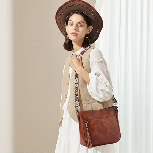 Image of 2PCS /Set Crossbody Bags for Women,Vegan Leather Hobo Purse Wallet For Women Set,Shoulder Bags With 2 Adjustable Strap