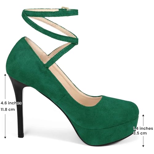 Perphy Platform Stiletto High Heels Ankle Strap Black Pumps for Women3