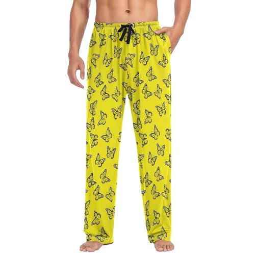 Men's Sleepwear Butterfly Yellow Pajama Pants for Men 23033953