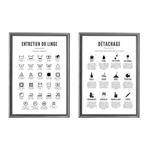 EQUIK PRODUCTS Affiche Buanderie | Décoration Buanderie | Guide Détachant | Poster Lessive, Laverie, Machine à laver | Entretien du Linge (Adieu les Taches,...