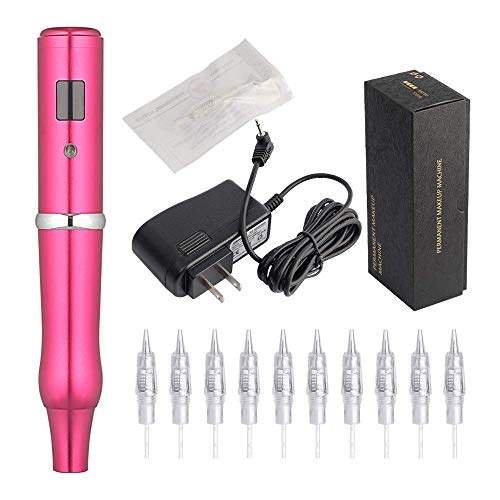 Charme Princesse Wireless Rotary Permanent Makeup Pen with 10pcs 1R/1P Needles Digital Screen Tattoo Machine For Eyebrows, Eyeliners, Lips and Small Tattoo