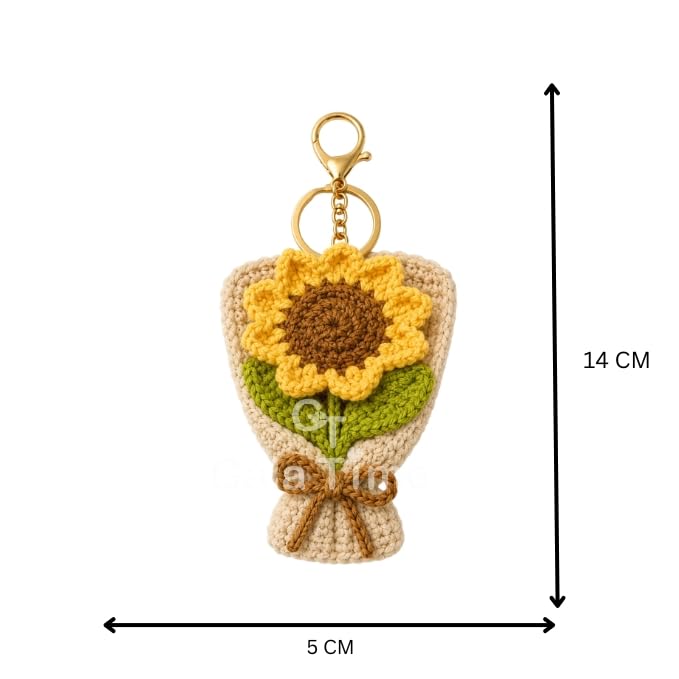 Image of Handmade Crochet Flower Keychain for Bags Keys Purse Backpack Cute Aesthetic Yarn Keyring Bag Charm Handmade Soft Thread Flower Keychain for Girls Women Kids Gifting and Daily Use