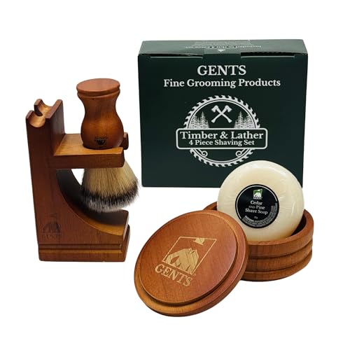 G.B.S GENTS Men's Classic Wooden Shaving Set Shaving Brush with Wooden Stand And 3.5 Inches Diameter Shaving Soap Bowl