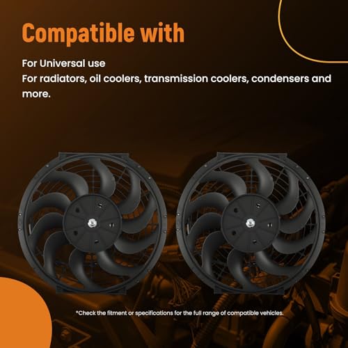 Image of maXpeedingrods 2X 12 inch Universal Slim Fan Push Pull Electric Radiator Cooling 12V Mount Kit