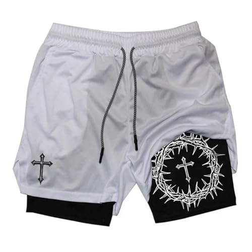 Short Fitness 3D double couche running musculation et streetwear