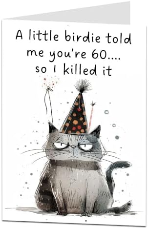 Old English Co. Funny Cat 60th Birthday Card for Her - 'Fabulous at 60 ...