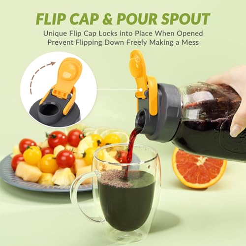 image for Soligt 6 Pack Mason Jar Lids, Regular Mouth Pour Spout Flip Cap Lids f