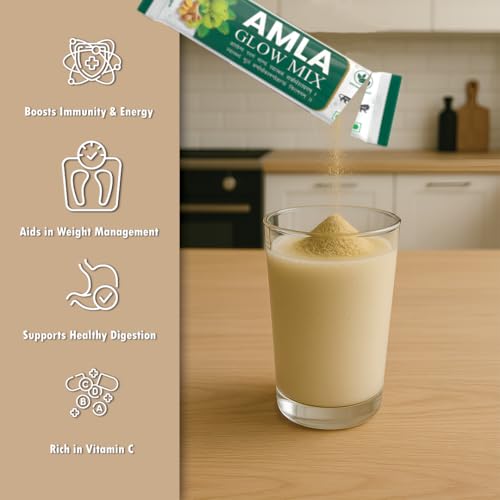 Image of Amla Glow Mix | Amla, Ginger & Lemon Blend with Multivitamins & Multiminerals | Daily Gut Health, Energy & Immunity Support | For Men & Women | 25 Sachets