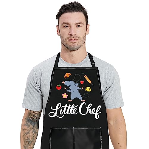 WZMPA Tablier de cuisine avec poches pour fans de Remy - Cadeau pour petit chef - Tablier réglable pour la cuisine, la pâtisserie, les grillades, Little Chef...
