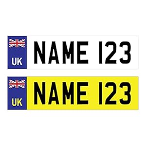 Kids Car Number Plate Sticker Pack of 2 (140 x 35 mm) United Kingdom Waterproof labels for Motorcycles, Stunt Scooters…