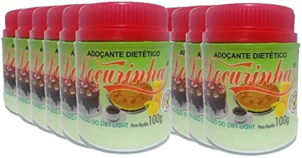Adoçante Doçurinha Pote 100g Kit com 10 Unid Com Mexedor Para Café