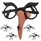RUSTAMM Glasses Witch Nose Glasses With 3D Creepy Black Spider Fun Decorative Party Makeup Costume Props Witch Ball Performance Party DIY Decoration
