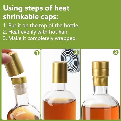 Botellas de licor de vidrio de 200 ml con tapas en T y cápsulas termorretráctiles (paquete de 4) 5